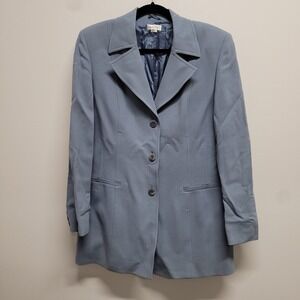 Greta Garbo Vintage 100% Virgin Wool Blazer Made in Italy Blue Size 14